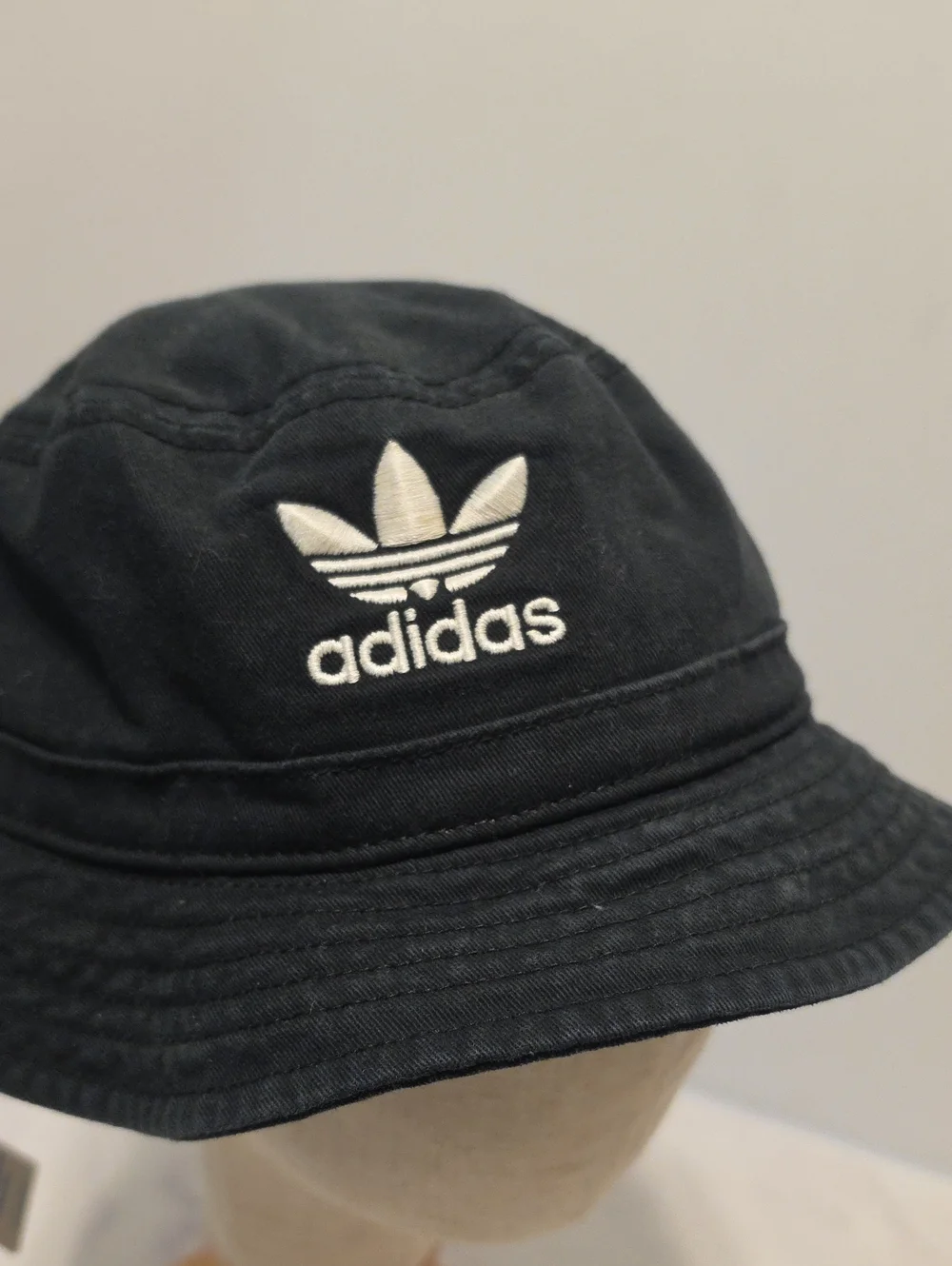 Adidas Black Bucket Hat with White Trefoil Logo